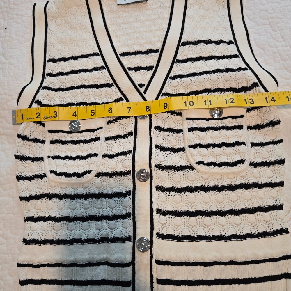 Sandro Womens Dress and Crop Sweater Set Sz 3 (US 8) NWT Black White Fancy Knit - Picture 14 of 16